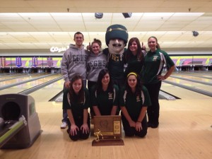 Photo courtesy of Kayleigh Duff On Jan. 26, the girls bowling team placed first in the MSL conference game. This is their third consecutive conference win. The team placed fourth at sectionals on Feb. 1. However, the team will not go to state.