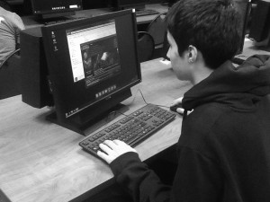 photo by Jack Kaup.  Junior Daniel Georgiev gets ready to play league of legends. eSports the new online gaming club is a fun place were students can play multiple games of interest.  