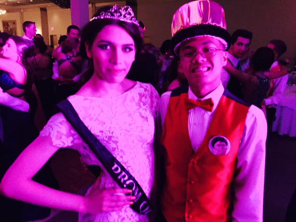 Seniors Mia Santos and Ethan Castro pose for a photo after being named Prom Queen and Prom King, respectively.