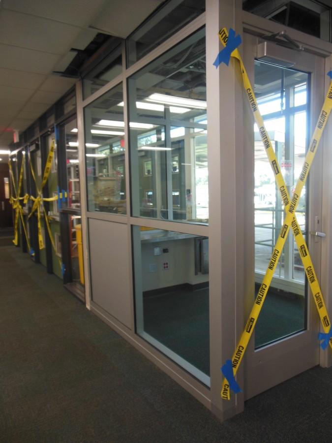 UNFINISHED BUSINESS: The vestibules near the front and back entrances of the school are far from operational. The administration is waiting on a special type of glass that may not be ready for use until November.