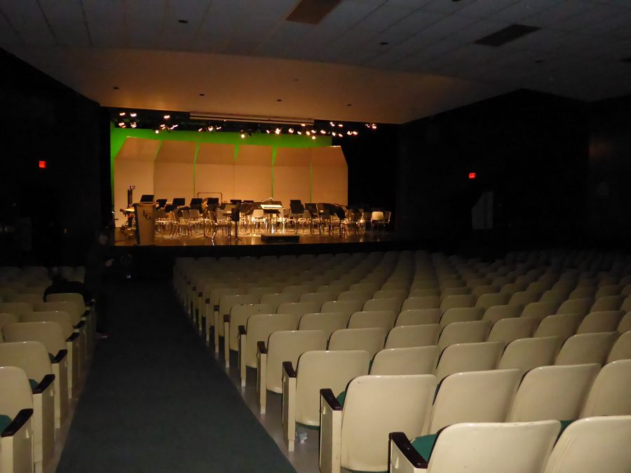 FILLED TO THE BRIM: The “little theater” struggled to host all of the attendees of a band concert on Friday, April 29, forcing ushers to stand in the back of the room.