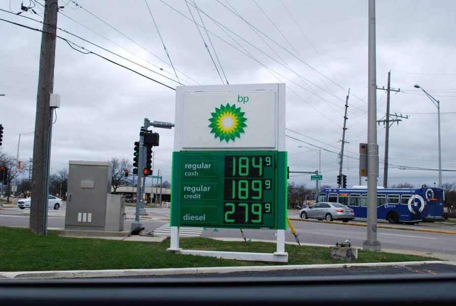 The BP gas station on Arlington Heights Road reveals low prices below $2 for regular gas. Photo by Natalia Habas. 